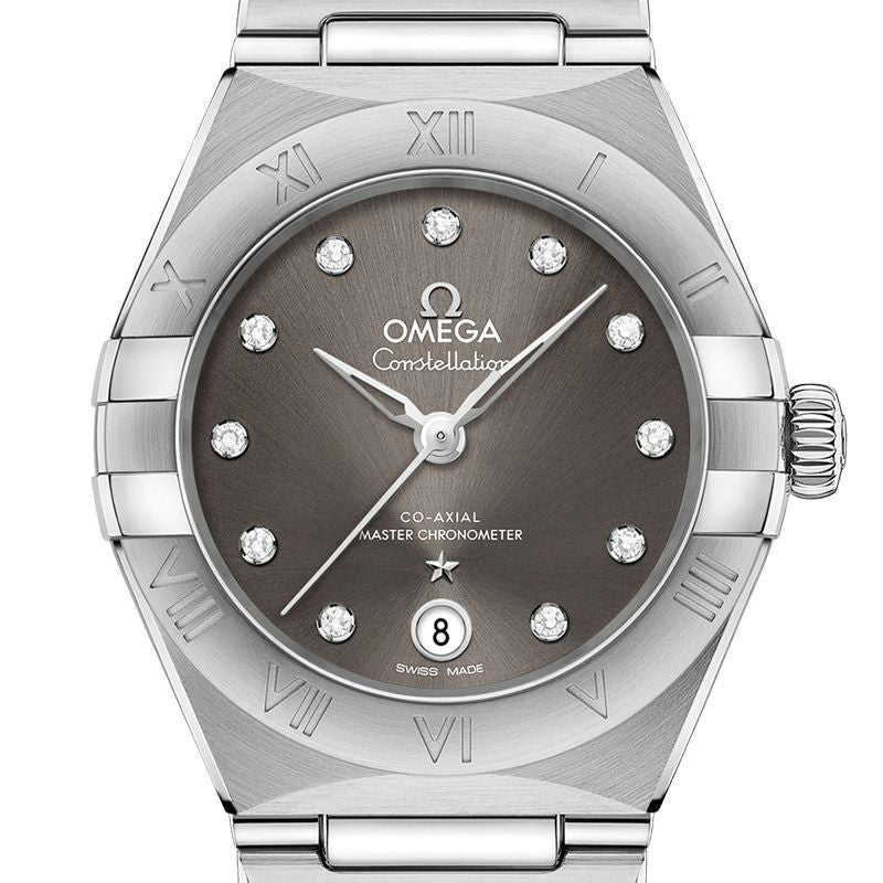 オメガ OMEGA 腕時計 コンステレーション マンハッタン 131.10.29.20.52.001 11ポイント ダイヤインデックス シルバー文字盤 デイト 裏スケ クロノメーター SS 自動巻き 【箱・保付き】 【中古】 Constellation（OMEGA） オメガ 時計 レディース コンステレーション