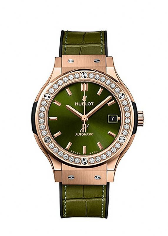 HUBLOT CLASSIC FUSION KING GOLD GREEN DIAMONDS ウブロ クラシック