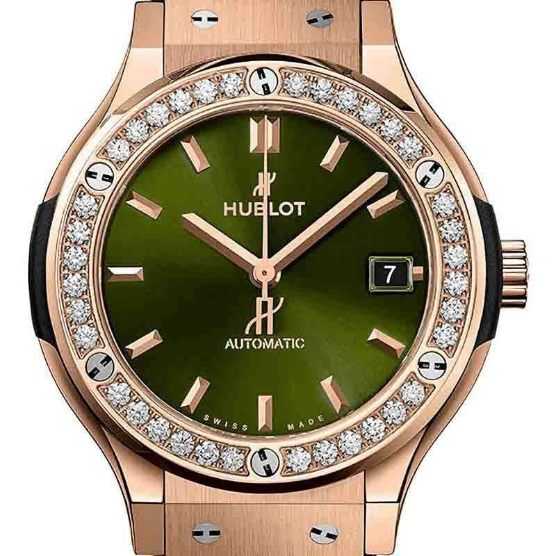 HUBLOT CLASSIC FUSION KING GOLD GREEN DIAMONDS ウブロ クラシック