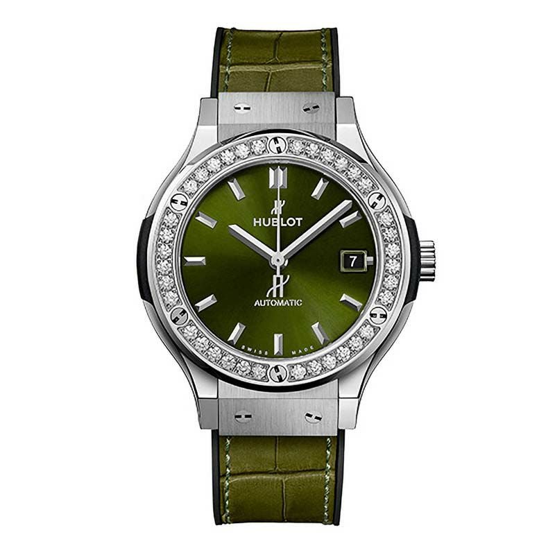 HUBLOT CLASSIC FUSION TITANIUM GREEN DIAMONDS ウブロ クラシック