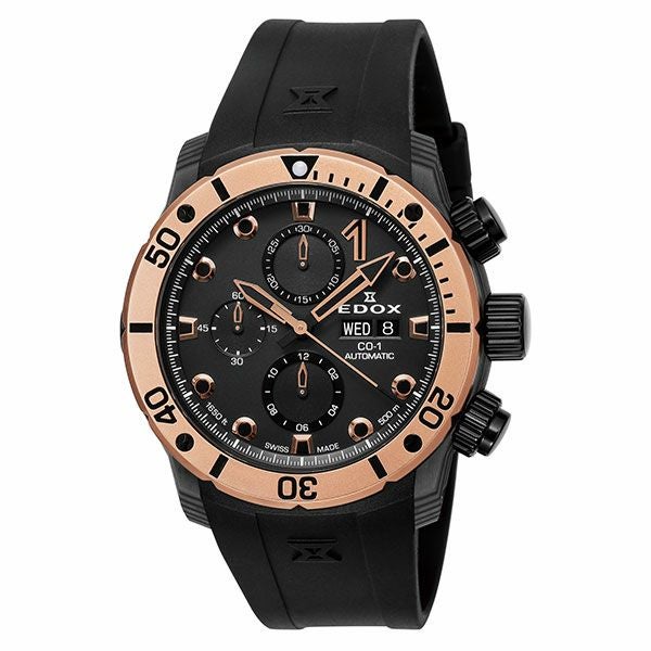 EDOX エドックス クロノオフショア1 カーボン クロノグラフ 01125-CLNGN-BUNN 裏スケ 500m防水 デイデイト 青 ブルー カーボン SS ステンレス 純正ベルト 純正尾錠 メンズ 自動巻き【6ヶ月保証】【腕時計】【中古】 EDOX CHRONOFFSHORE-1 CARBON CHRONOGRAPH AUTOMATIC エドックス