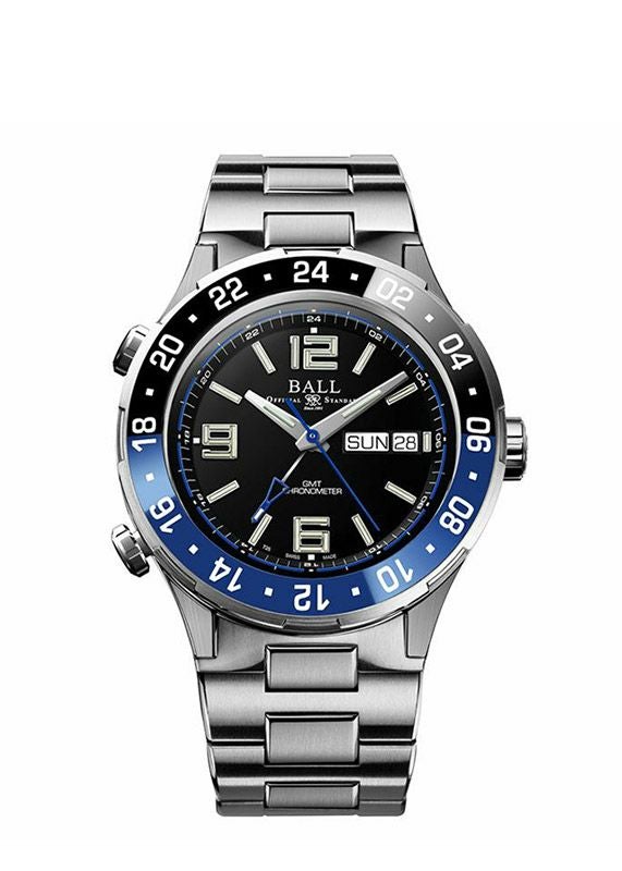 内部点検済 BALL ボール ウォッチ マリン GMT 世界1000本限定 DG3030B 200m防水 デイデイト 裏スケ 黒 ブラック SS ステンレス メンズ 自動巻き【6ヶ月保証】【腕時計】【中古】 BALL WATCH MARINE GMT ボール ウォッチ マリン GMT DG3030B-S1CJ-BK