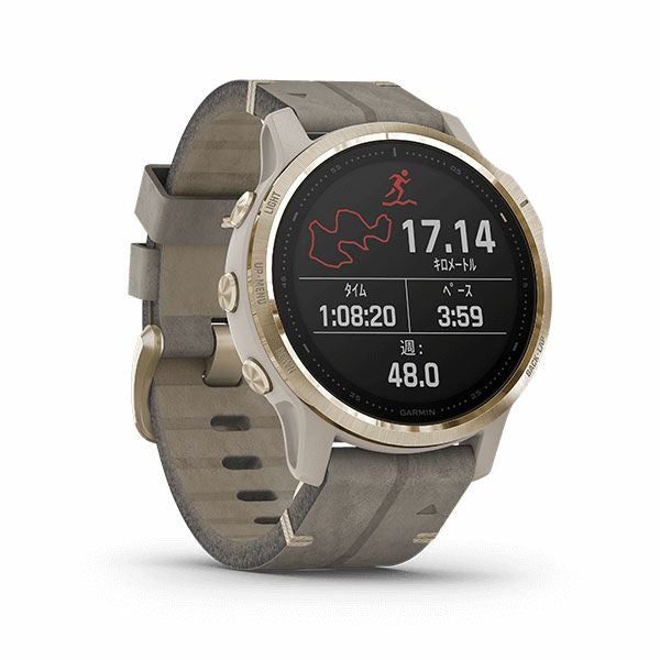 GARMIN fenix 6S Sapphire Tundra Light Gold Leather band ガーミン 