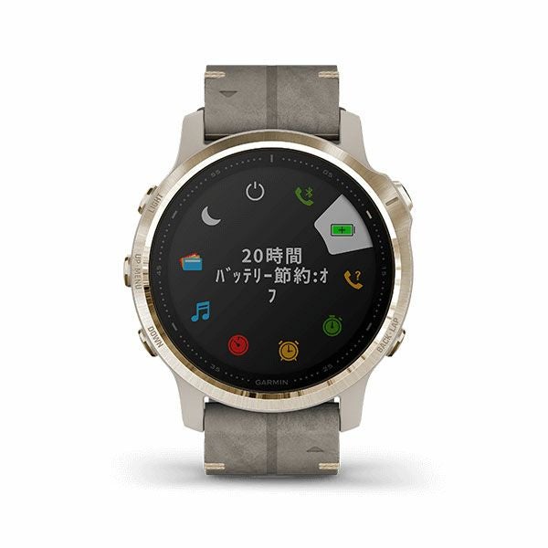GARMIN fenix 6S Sapphire Tundra Light Gold Leather band ガーミン 