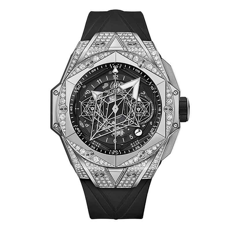 HUBLOT ビッグバン腕時計 HUBLOT BIG BANG UNICO SANG BLEU II TITANIUM PAVE ウブロ ビッグ