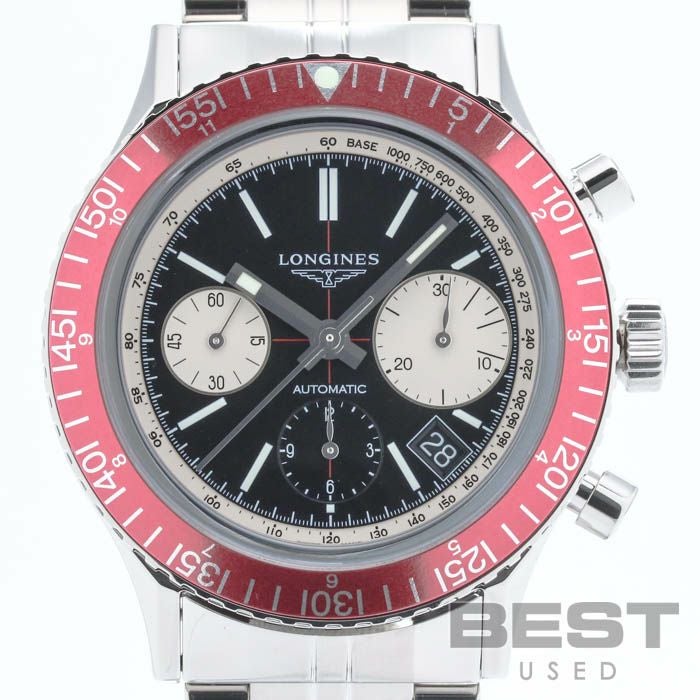 【仮】ロンジン【LONGINES】ヘリテイジダイバー１９６７L2.808.4.52.6メンズブラックステンレススティール腕時計時計HERITAGEDIVER1967BLACKSS【中古】