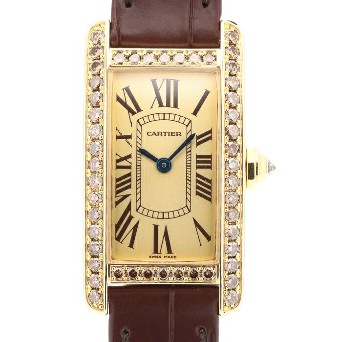 【仮】カルティエ【CARTIER】タンクアメリカンSMWB706431レディースゴールドK18イエローゴールド腕時計時計TANKAMERICANSMGOLDK18YG【中古】