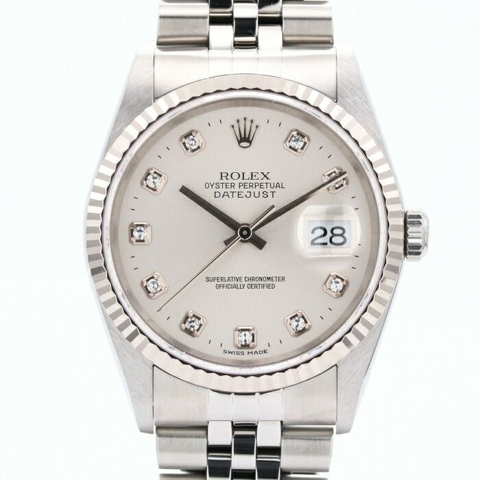 【仮】ロレックス【ROLEX】オイスターパーペチュアルデイトジャスト16234GメンズブラックK18ホワイトゴールド/ステンレススティール腕時計時計OYSTERPERPETUALDATEJUSTBLACKK18WG/SS【中古】