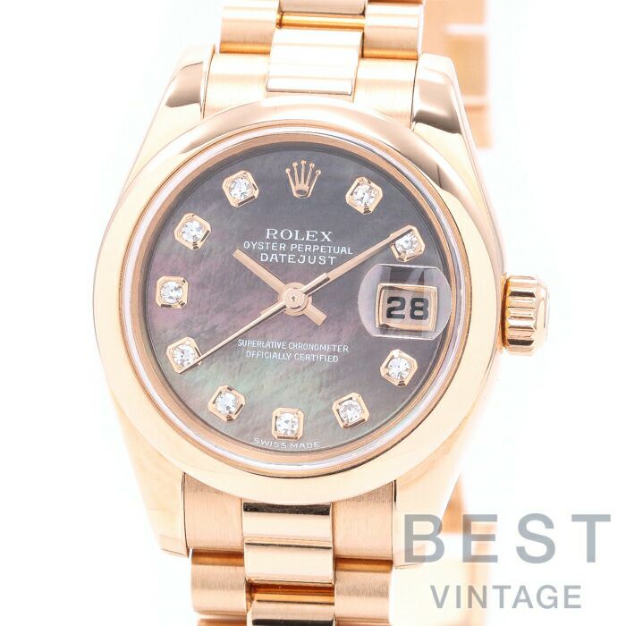 【仮】ロレックス【ROLEX】オイスターパーペチュアルデイトジャスト179165NGレディースブラックシェルK18ピンクゴールド腕時計時計OYSTERPERPETUALDATEJUSTBLACKSHELLK18PG【中古】