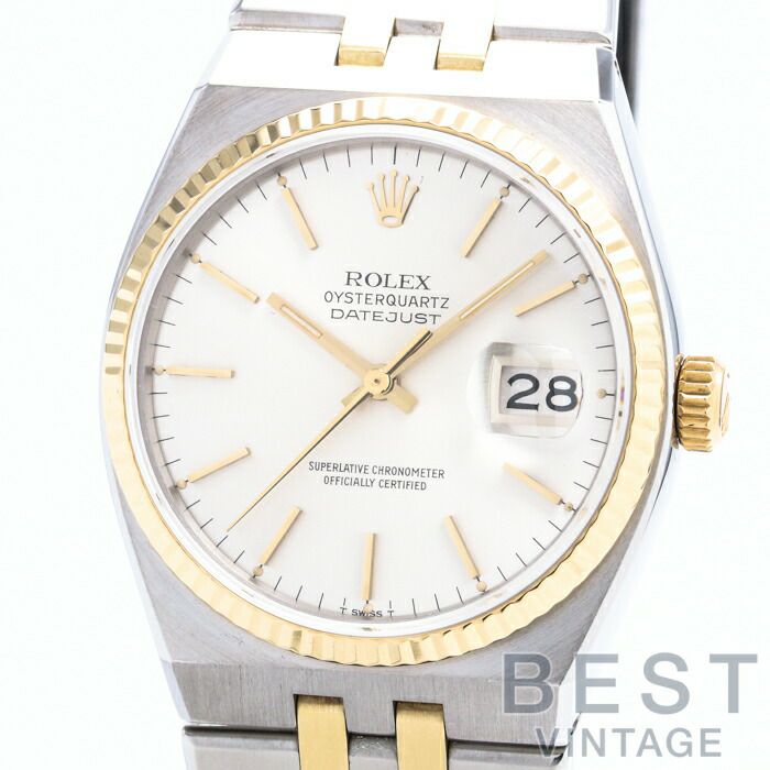 【仮】ロレックス【ROLEX】オイスタークォーツデイトジャスト17013メンズシルバーK18イエローゴールド/ステンレススティール腕時計時計OYSTERQUARTZDATEJUSTSILVERK18YG/SS【中古】