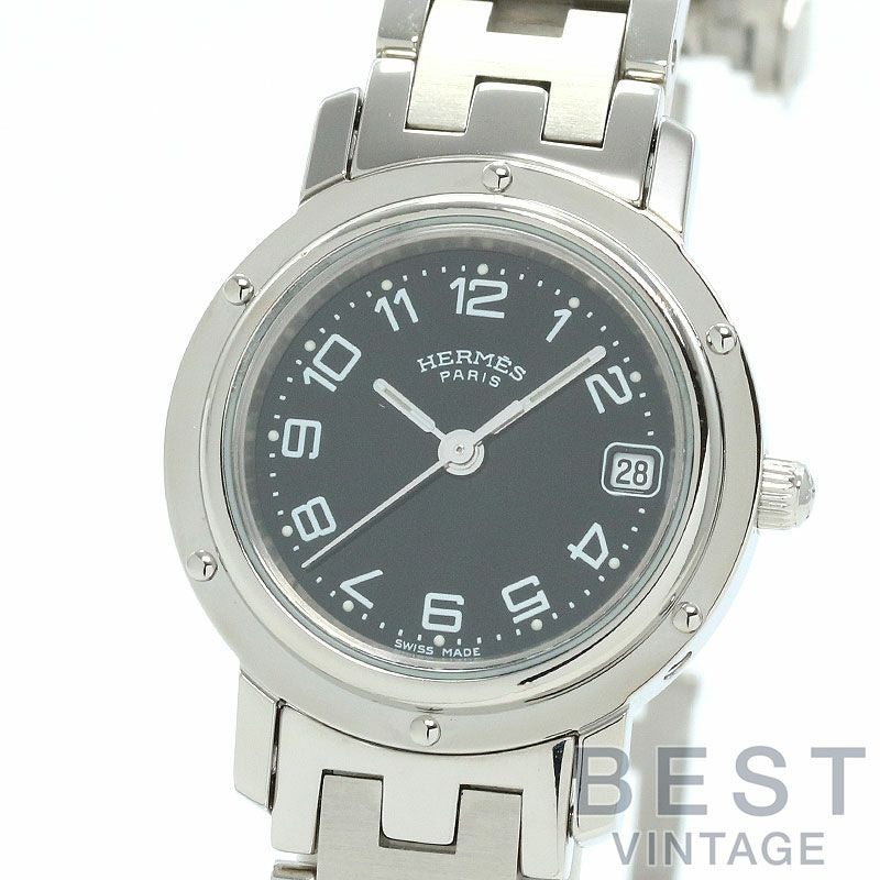 【仮】エルメス【HERMES】クリッパーCL4.210レディースブラックステンレススティール腕時計時計CLIPPERBLACKSS【中古】