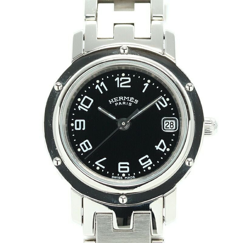 【仮】エルメス【HERMES】クリッパーCL4.210レディースブラックステンレススティール腕時計時計CLIPPERBLACKSS【中古】