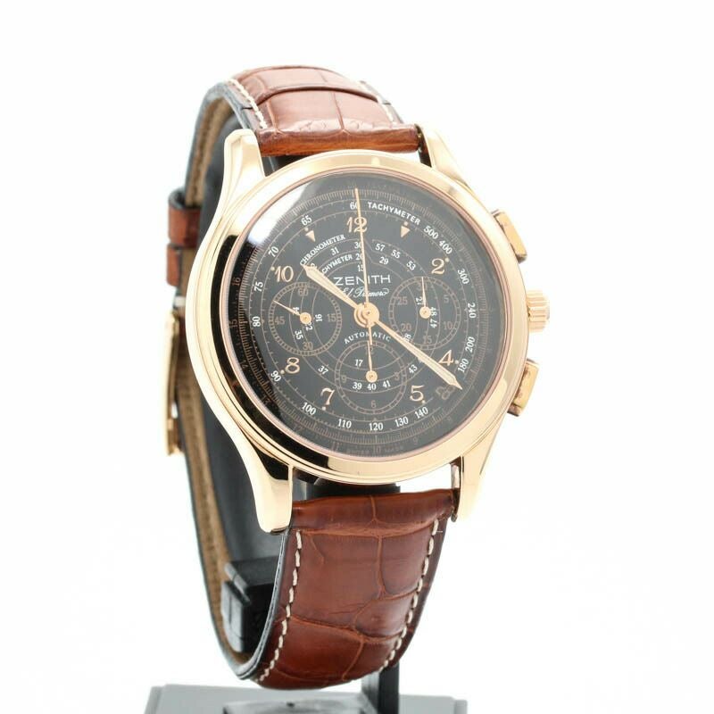 【仮】ゼニス【ZENITH】クロノマスターエル・プリメロローズゴールド世界限定750本17.0500.400/21メンズブラックK18ローズゴールド腕時計時計CHRONOMASTERELPRIMEROROSEGOLDLIMITEDTO750BLACKK18RG【中古】