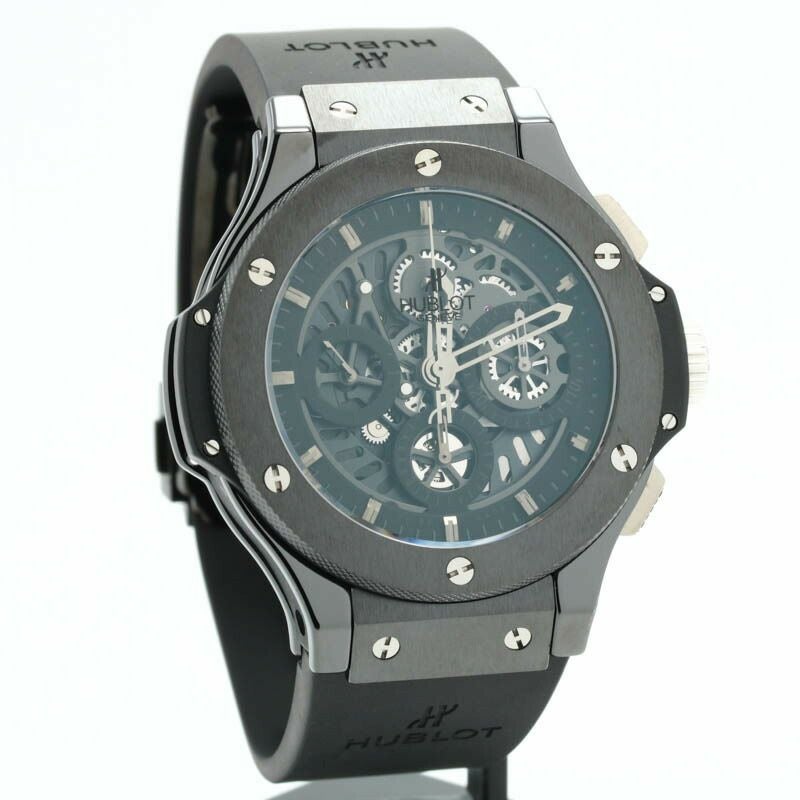ウブロ HUBLOT ビッグバン ブラックレザー&ラバー ストラップ 中古 中古】HUBLOT BIG BANG AEROBAN ALL BLACK ウブロ ビッグバン