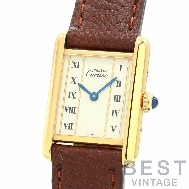 【仮】カルティエ【CARTIER】マストタンクヴェルメイユW1003053レディースアイボリーシルバー925/イエローゴールドメッキ腕時計時計MUSTTANKVERMEILIVORYGF【中古】