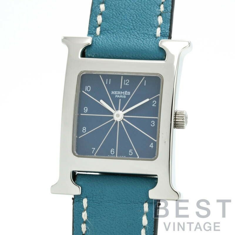 【仮】エルメス【HERMES】HウォッチHH1.210レディースブルーステンレススティール腕時計時計HWATCHBLUESS【中古】