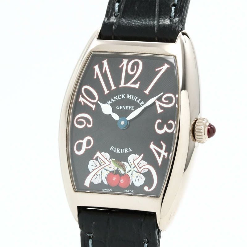【仮】フランク・ミュラー【FRANCKMULLER】トノーカーベックス1752QZSAKURAレディースブラックK18ホワイトゴールド腕時計時計TONNEAUCURVEXBLACKK18WG【中古】
