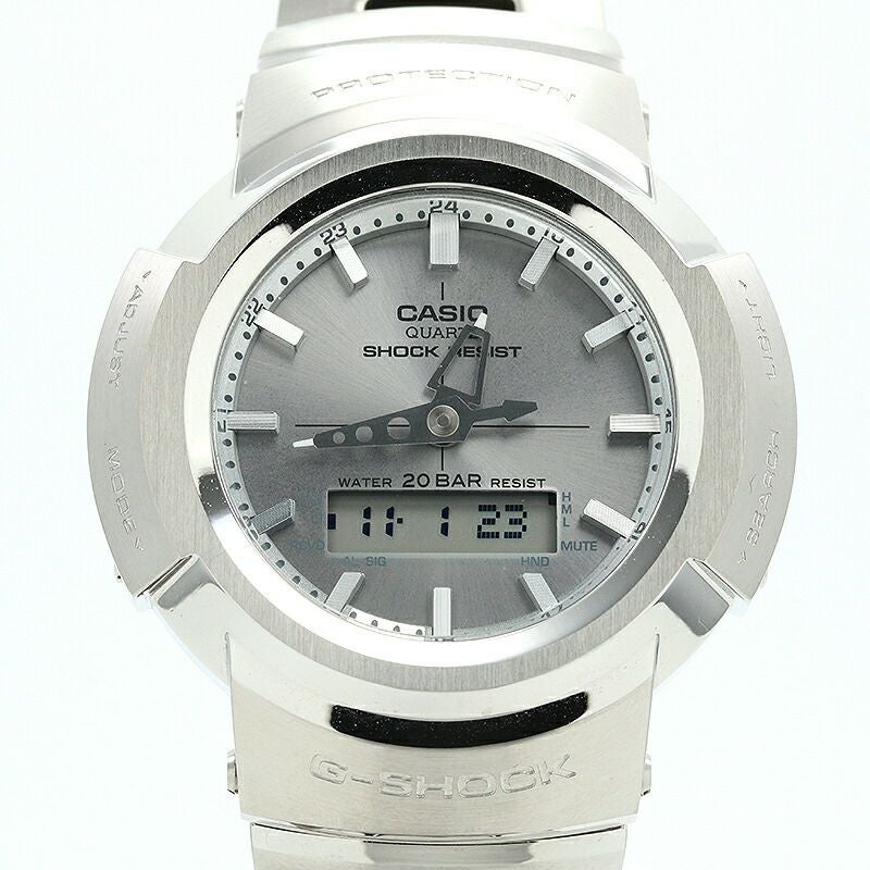 【仮】カシオ【CASIO】GショックフルメタルAW-500シリーズAWM-500D-1A8JFメンズシルバーステンレススティール腕時計時計G-SHOCKFULLMETALAW-500SERIESSILVERSS【中古】