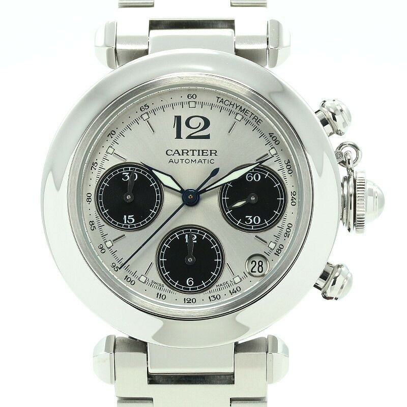 【仮】カルティエ【CARTIER】パシャCドゥカルティエウォッチ/パシャCクロノグラフW31048M7メンズシルバー/ブラックステンレススティール腕時計時計PASHACDECARTIERWATCH/PASHACCHRONOGRAPHSILER/BLACKSS【中古】