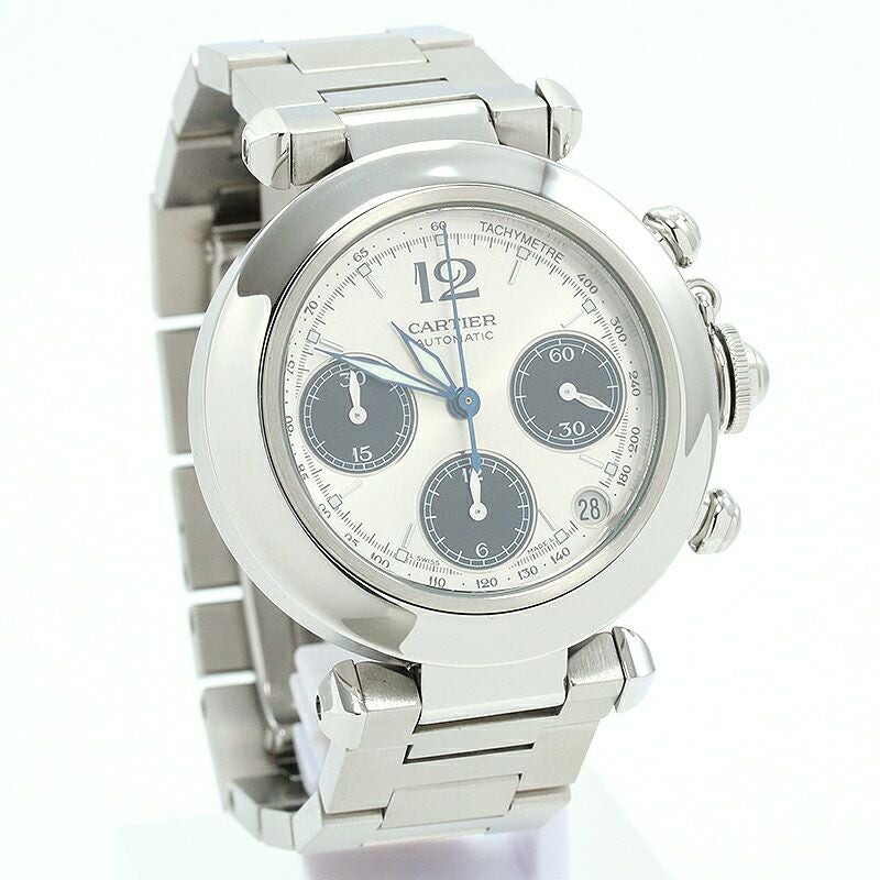 【仮】カルティエ【CARTIER】パシャCドゥカルティエウォッチ/パシャCクロノグラフW31048M7メンズシルバー/ブラックステンレススティール腕時計時計PASHACDECARTIERWATCH/PASHACCHRONOGRAPHSILER/BLACKSS【中古】