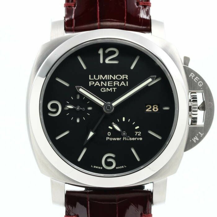 【仮】オフィチーネ・パネライ【OFFICINEPANERAI】ルミノール19503デイズGMTアッチャイオPAM00321(OP6902)メンズブラックステンレススティール腕時計時計LUMINOR19503DAYSGMTACCIAIOBLACKSS【中古】