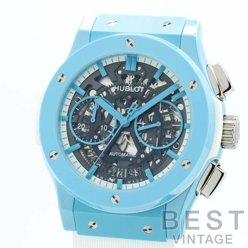 【中古】HUBLOT  AERO FUSION CHRONOGRAPH LIGHT BLUE CERAMIC TOMIYA SUPECIAL  ウブロ アエロフュージョン クロノグラフ ライトブルーセラミック トミヤスペシャル 世界限定77本 525.EX.0129.RW.TMY21