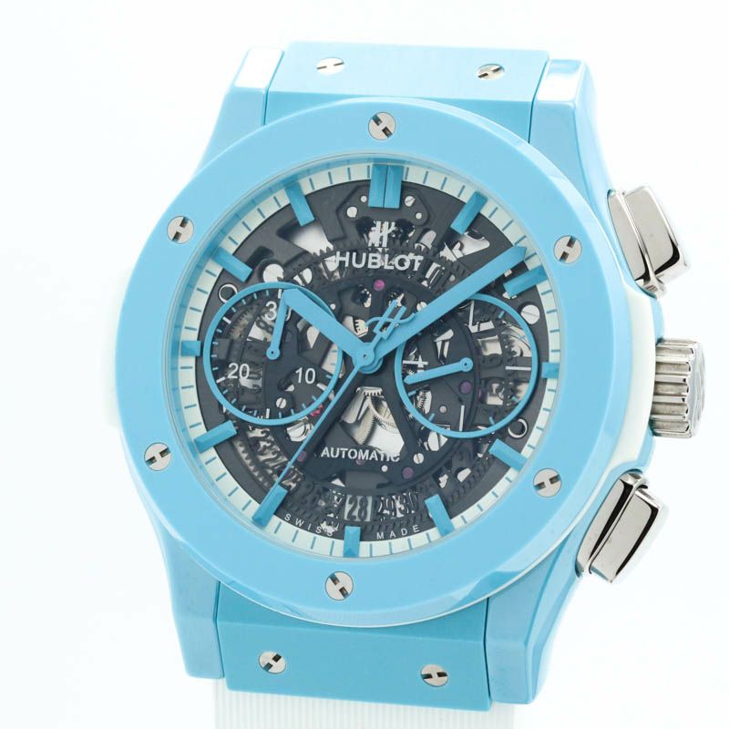 中古】HUBLOT AERO FUSION CHRONOGRAPH LIGHT BLUE CERAMIC TOMIYA