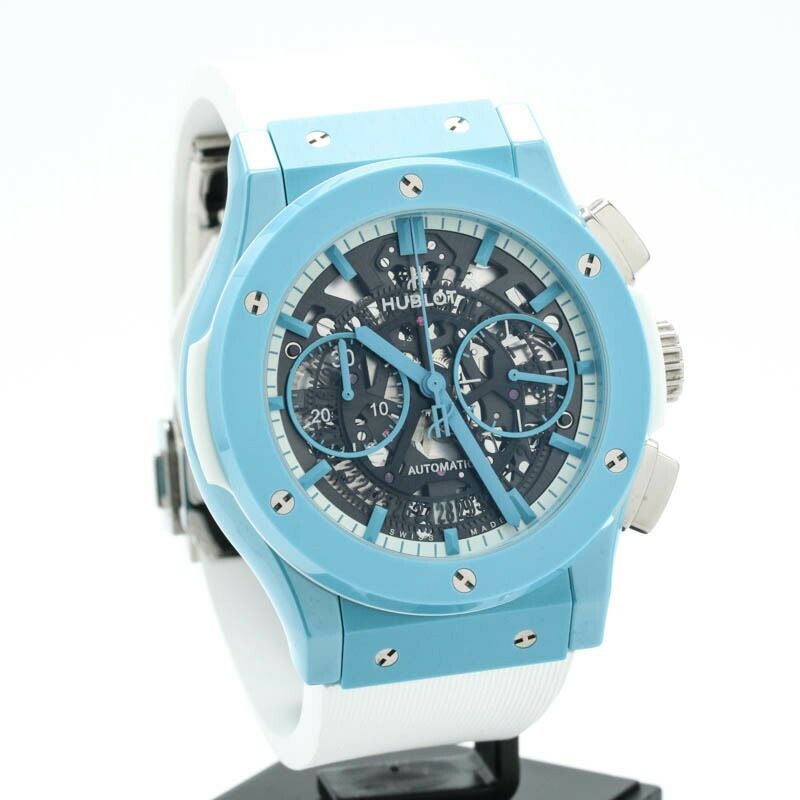 中古】HUBLOT AERO FUSION CHRONOGRAPH LIGHT BLUE CERAMIC TOMIYA