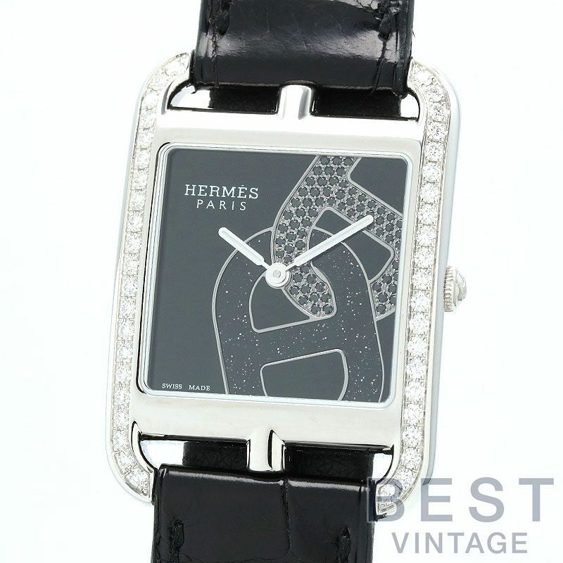 【仮】エルメス【HERMES】ケープコッドドゥブルトゥールCC3.730(W047692WW00)レディースブラックステンレススティール腕時計時計CAPECODDOUBLETOURBLACKSS【中古】