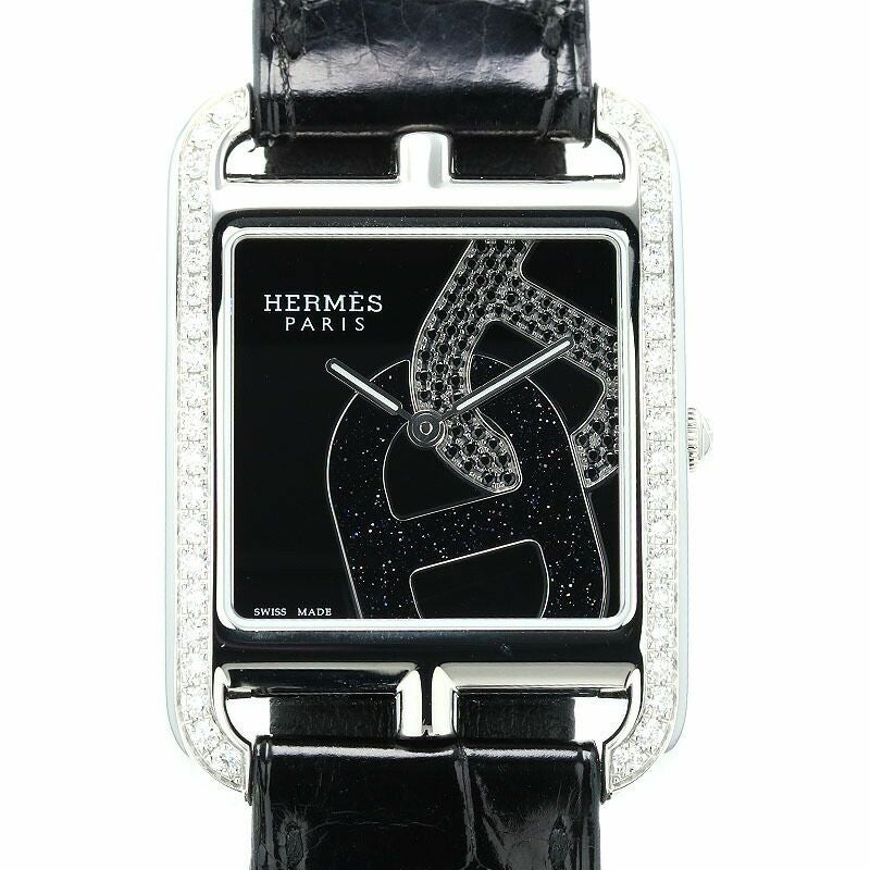 【仮】エルメス【HERMES】ケープコッドドゥブルトゥールCC3.730(W047692WW00)レディースブラックステンレススティール腕時計時計CAPECODDOUBLETOURBLACKSS【中古】