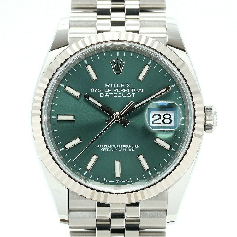 【仮】ロレックス【ROLEX】オイスターパーペチュアルデイトジャスト36126234メンズミントグリーンK18ホワイトゴールド/ステンレススティール腕時計時計OYSTERPERPETUALDATEJUST36MINTGREENK18WG/SS【中古】