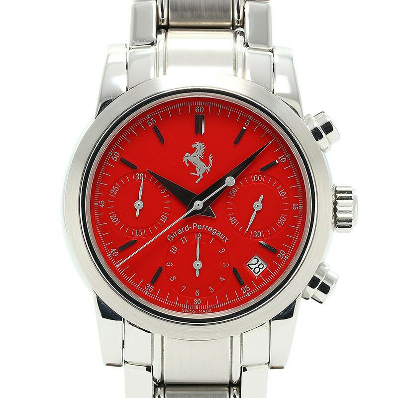 Ferrari クロノグラフ 腕時計 レッド 中古】GIRARD-PERREGAUX FERRARI CHRONOGRAPH DATE ジラール・ペルゴ