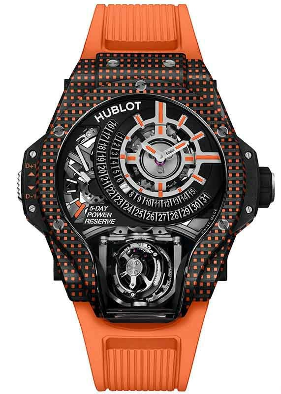 HUBLOT MP 09 TOURBILLON BI-AXIS 5 DAYS POWER RESERVE ORANGE 3D