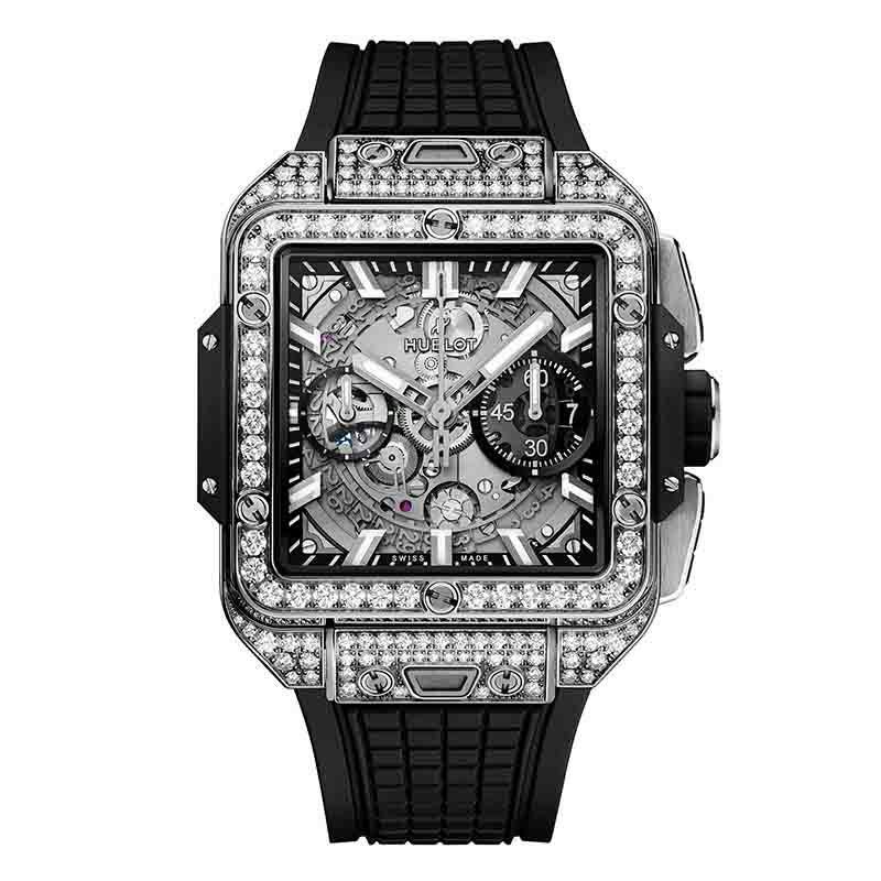 HUBLOT SQUARE BANG UNICO TITANIUM PAVE ウブロ スクエア・バン