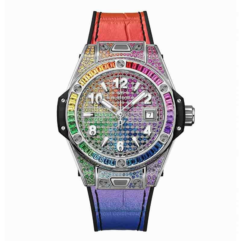 HUBLOT BIG BANG ONE CLICK STEEL RAINBOW <br>ウブロ ビッグ・バン ワンクリック スチール レインボー <br>485.SX.9900.LR.0999