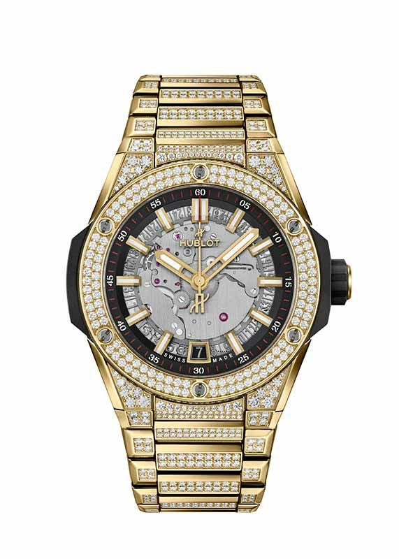 HUBLOT BIG BANG INTEGRATED TIME ONLY YELLOW GOLD PAV&Eacute; <br>ウブロ ビッグ・バン インテグレーテッド タイムオンリー イエローゴールド パヴェ <br>456.VX.0130.VX.3704