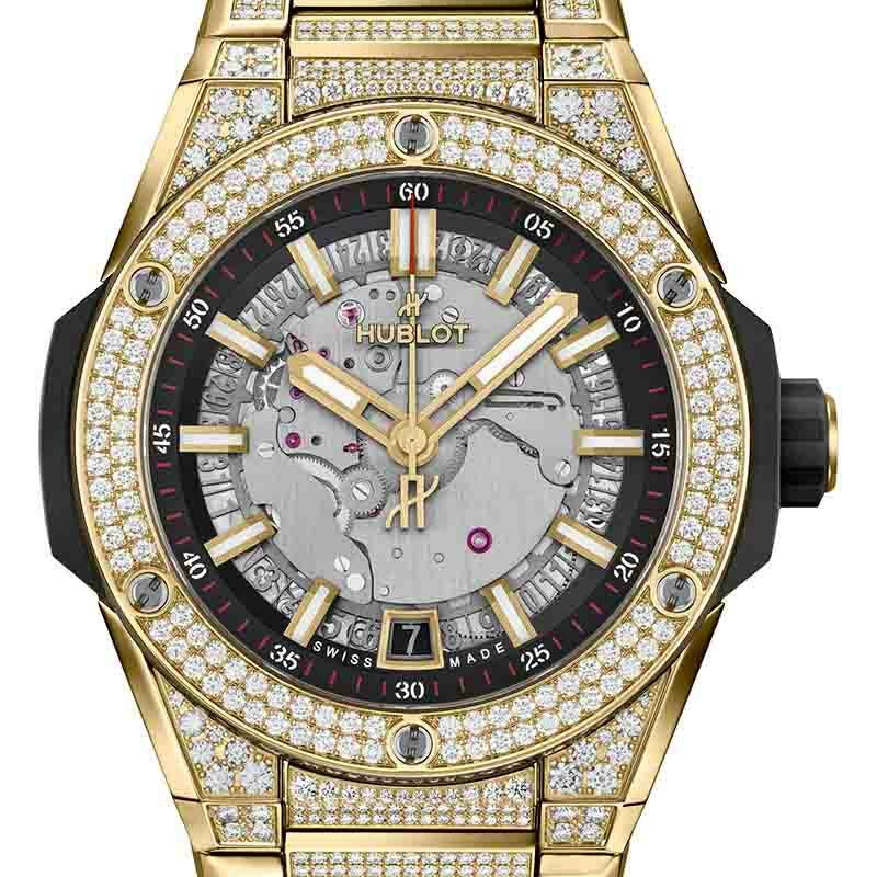 HUBLOT BIG BANG INTEGRATED TIME ONLY YELLOW GOLD PAV&Eacute; <br>ウブロ ビッグ・バン インテグレーテッド タイムオンリー イエローゴールド パヴェ <br>456.VX.0130.VX.3704