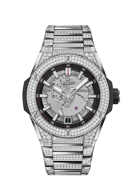 HUBLOT BIG BANG INTEGRATED TIME ONLY TITANIUM PAV&Eacute; <br>ウブロ ビッグ・バン インテグレーテッド タイムオンリー チタニウム パヴェ <br>456.NX.0170.NX.3704