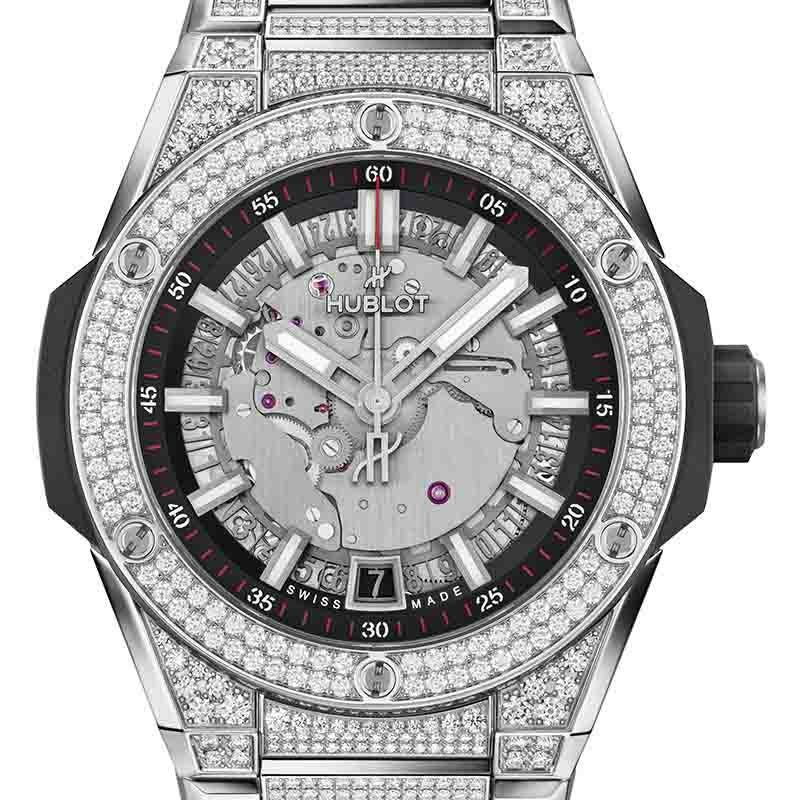 HUBLOT BIG BANG INTEGRATED TIME ONLY TITANIUM PAV&Eacute; <br>ウブロ ビッグ・バン インテグレーテッド タイムオンリー チタニウム パヴェ <br>456.NX.0170.NX.3704