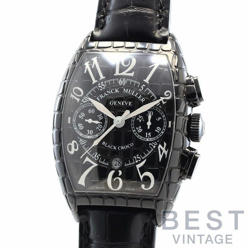 中古】FRANCK MULLER TONNEAU CURVEX BLACK CROCO CHRONOGRAPH