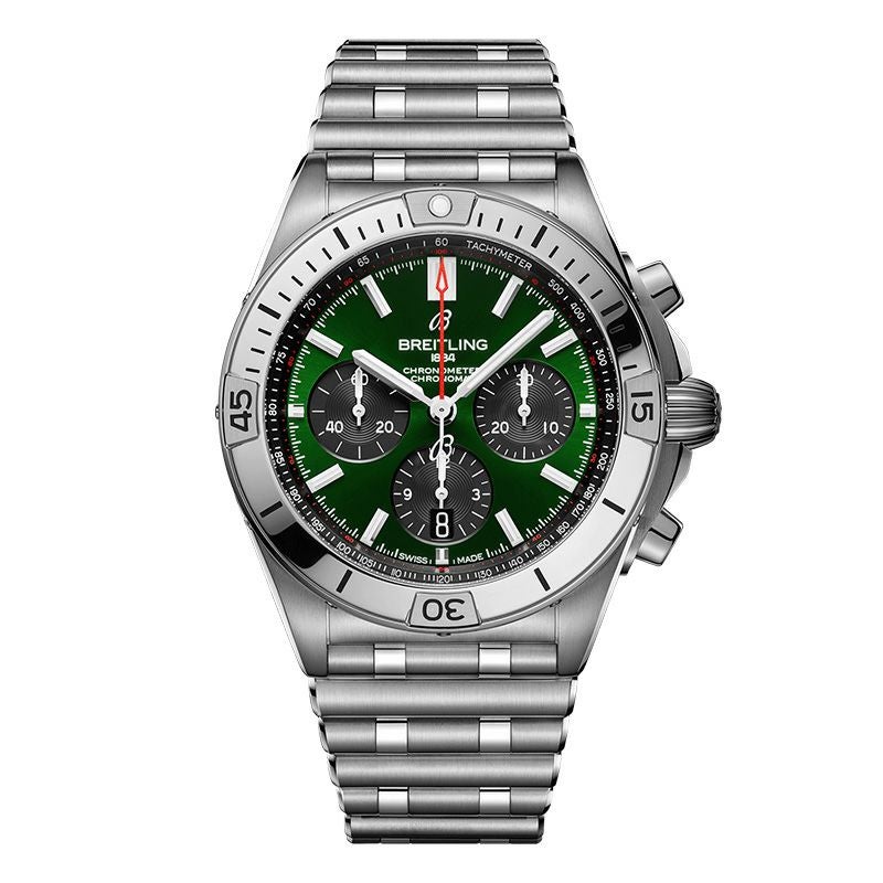 ブライトリング Breitling 腕時計 クロノマット ベントレー B01 42 AB0134101L1A1 デイト クロノグラフ タキメーター スモールセコンド 夜光インデックス/針 裏スケ 回転ベゼル サンレイ グリーン文字盤 SS 自動巻き 【中古】 BREITLING CHRONOMAT B01 42 ブライトリング クロノマット B01 42
