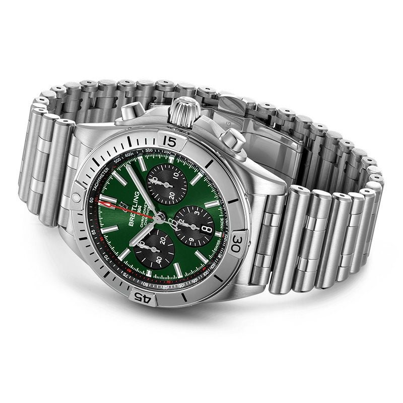 ブライトリング Breitling 腕時計 クロノマット ベントレー B01 42 AB0134101L1A1 デイト クロノグラフ タキメーター スモールセコンド 夜光インデックス/針 裏スケ 回転ベゼル サンレイ グリーン文字盤 SS 自動巻き 【中古】 BREITLING CHRONOMAT B01 42 ブライトリング クロノマット B01 42