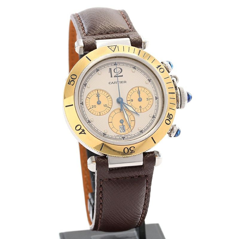 カルティエ パシャ ドゥ カルティエ プロンジャー クロノグラフ 38mm W3101155 K18YG×SS コンビ クオーツ メンズ 腕時計 中古】CARTIER PASHA DE CARTIER PLONGEUR CHRONOGRAPH 38MM