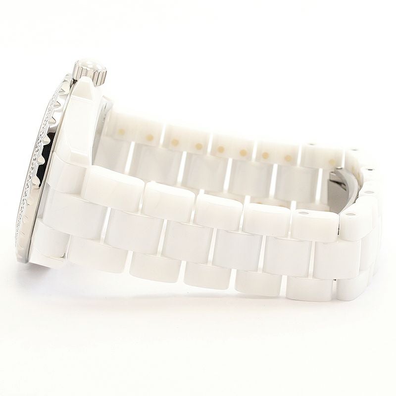 中古】CHANEL J12 WHITE CERAMIC DIAMOND BEZEL 38MM シャネル J12