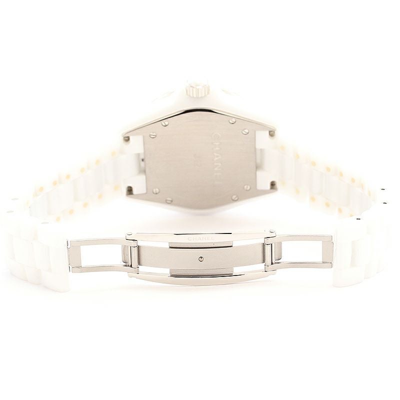 中古】CHANEL J12 WHITE CERAMIC DIAMOND BEZEL 38MM シャネル J12