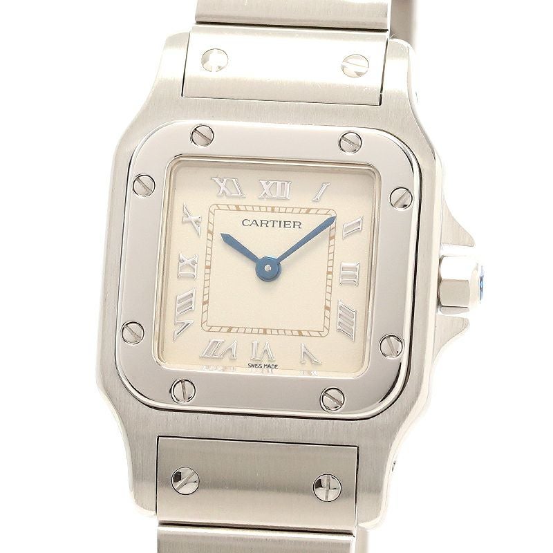 カルティエ サントスガルベ SM W20024D6 アイボリー レディース 腕時計 クォーツ 中古 銀蔵 カルティエ サントスガルベ SM レディース 腕時計 W20024D6 CARTIER