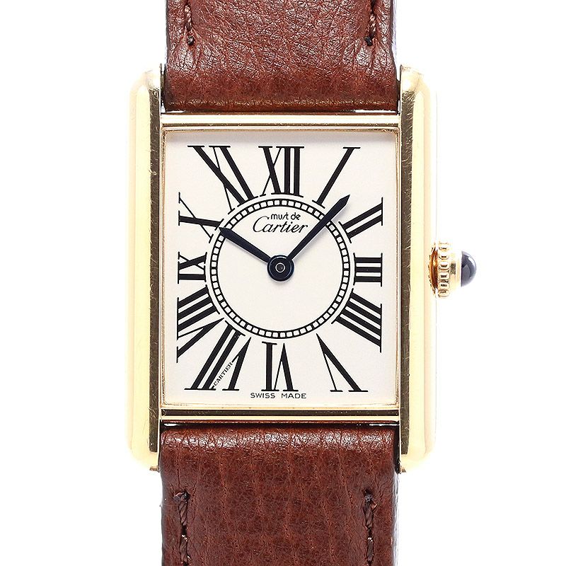中古】CARTIER MUST TANK LARGE MODEL VERMEIL OPALINE カルティエ