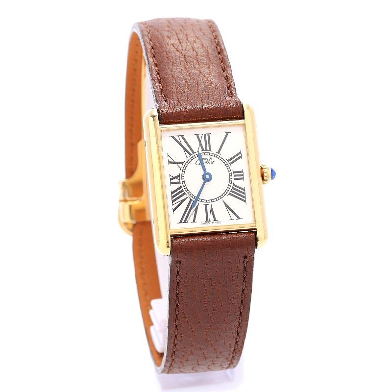 中古】CARTIER MUST TANK LARGE MODEL VERMEIL OPALINE カルティエ