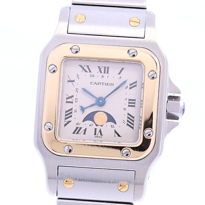 中古】CARTIER SANTOS GALBEE MOON PHASE カルティエ サントスガルベSM