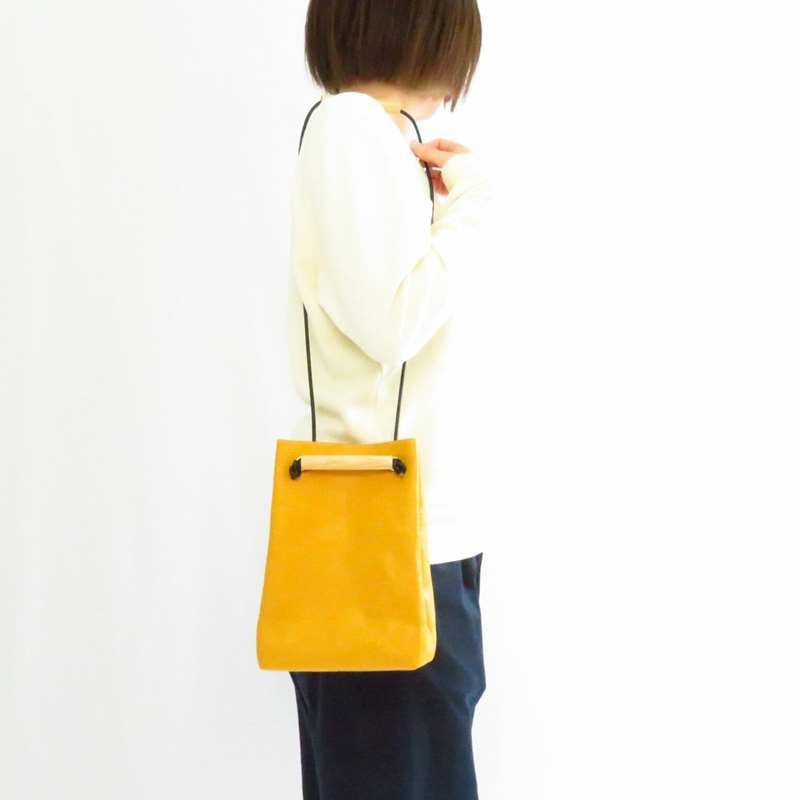 YUICHI TACHIYAMA karuta leather bag curry Yellow  ユウイチタチヤマ カルタ レザー バッグ 鞄 かばん カバン カリー　イエロー YTYkaruta017